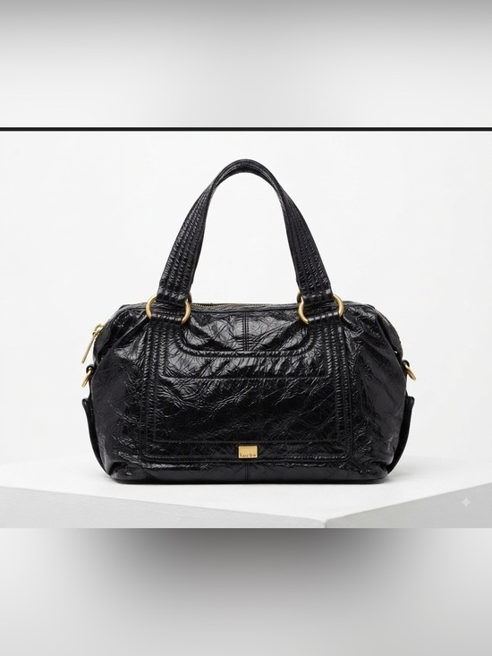 Kooba Handbags - Vintage Kooba Black Crinkled Patent Leather Hobo Shoulder Bag - Gold Hardware